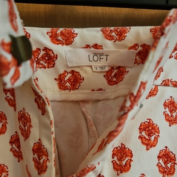 LOFT Floral Print Women's Shorts - Red and White - Picture 2 of 3